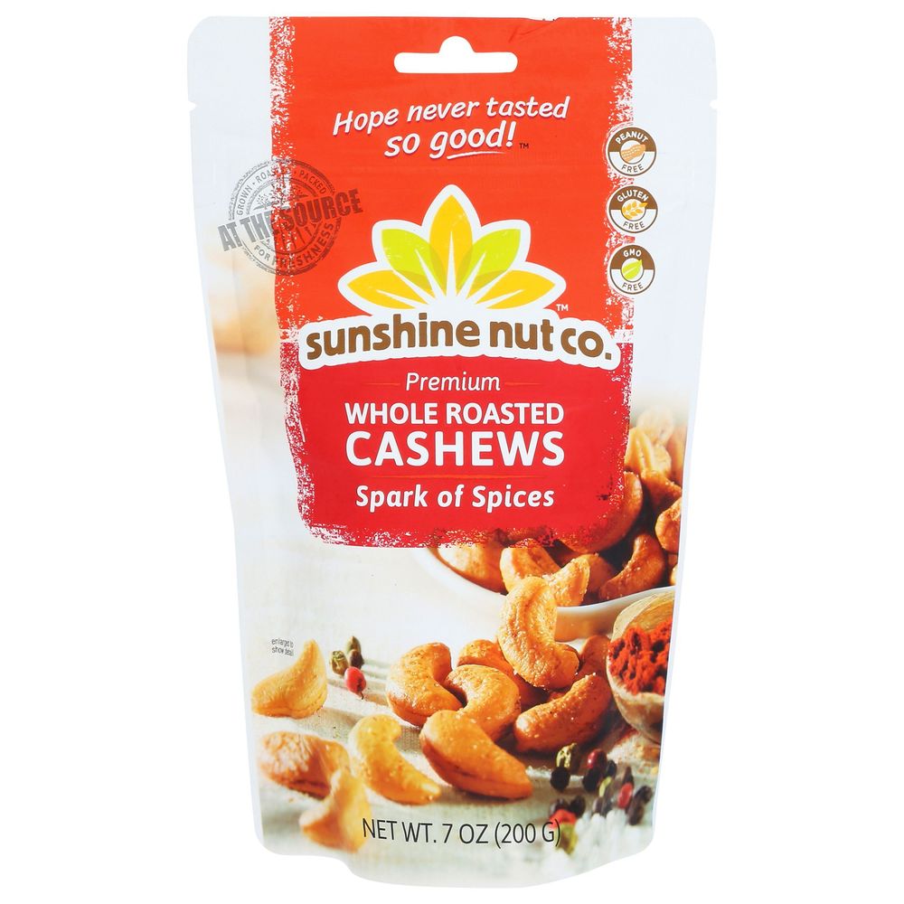 Sunshine Nut Co Spark Of Spices Whole Roasted Cashews, 7 Ounce -- 6 Per Case