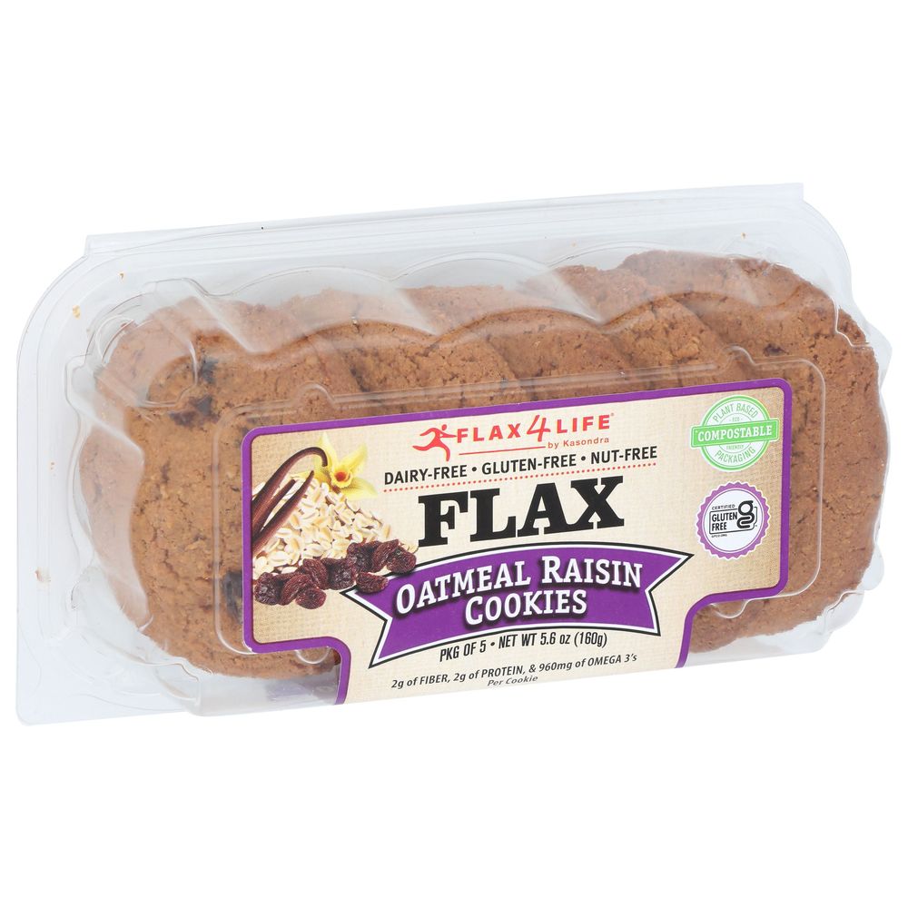 Flax 4 Life Oatmeal Raisin Cookies, 5.6 Ounce -- 8 Per Case