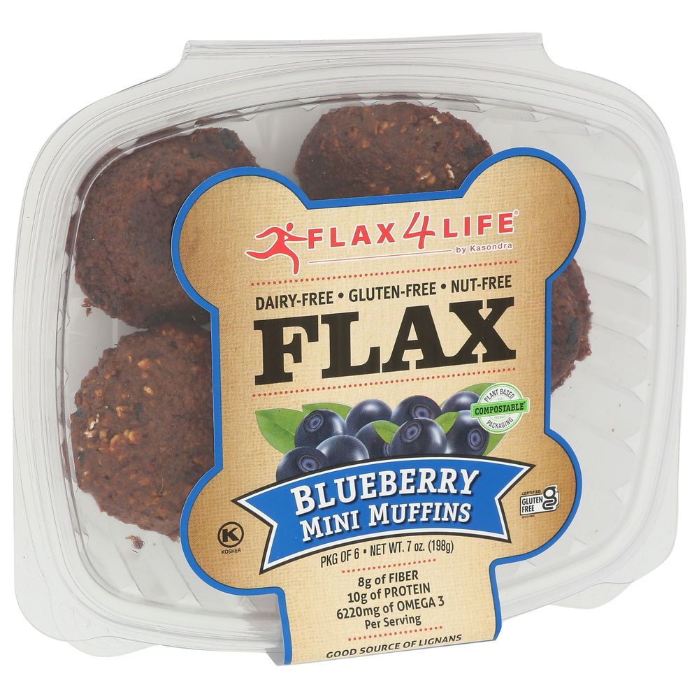 Flax4life Blueberry Mini Muffin, 7 Ounce -- 8 Per Case.