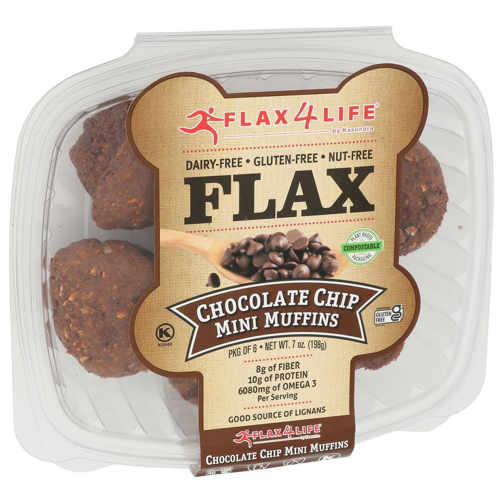 Flax4life Chocolate Chip Mini Muffin, 7 Ounce -- 8 Per Case.