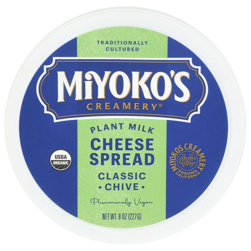 Miyokos Creamery Classic Chive Plant Milk Cheese Spread, 8 Ounce -- 6 Per Case