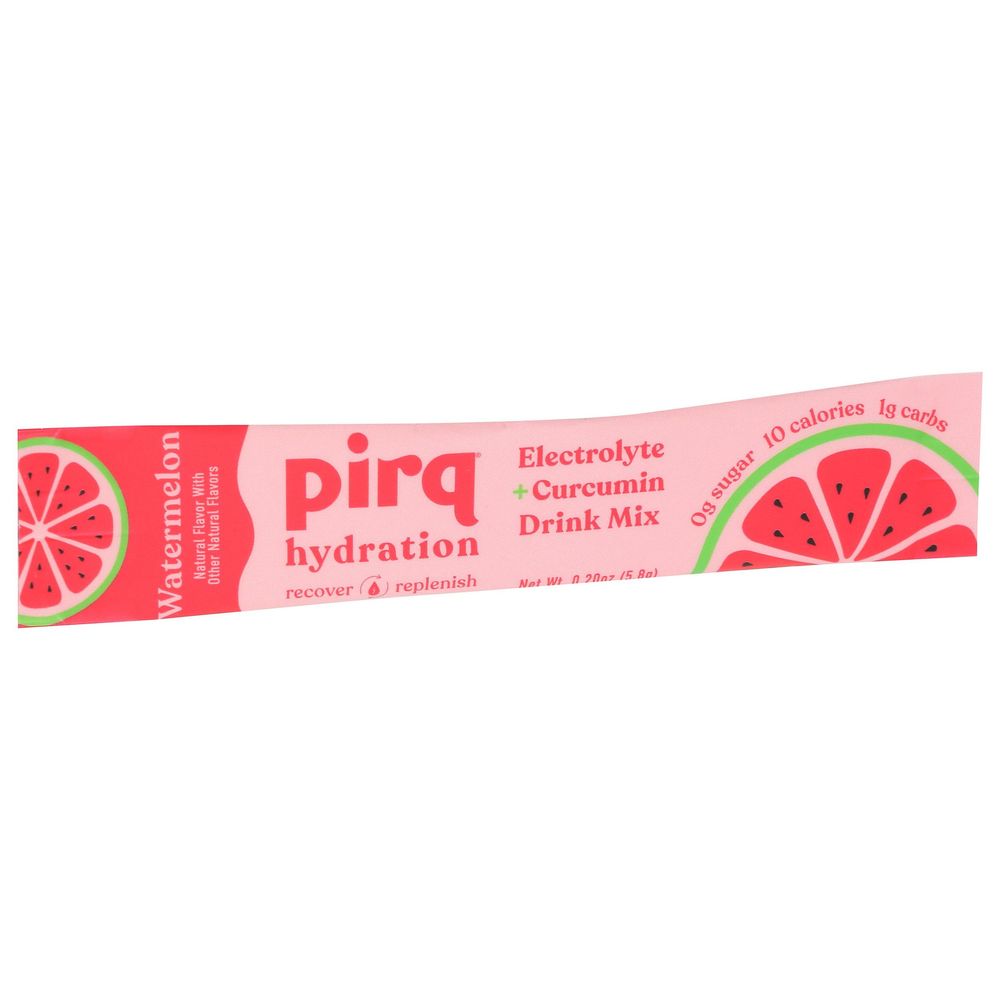 Pirq Watermelon Electrolyte Plus Curcumin Hydration Drink Mix, 10 Count