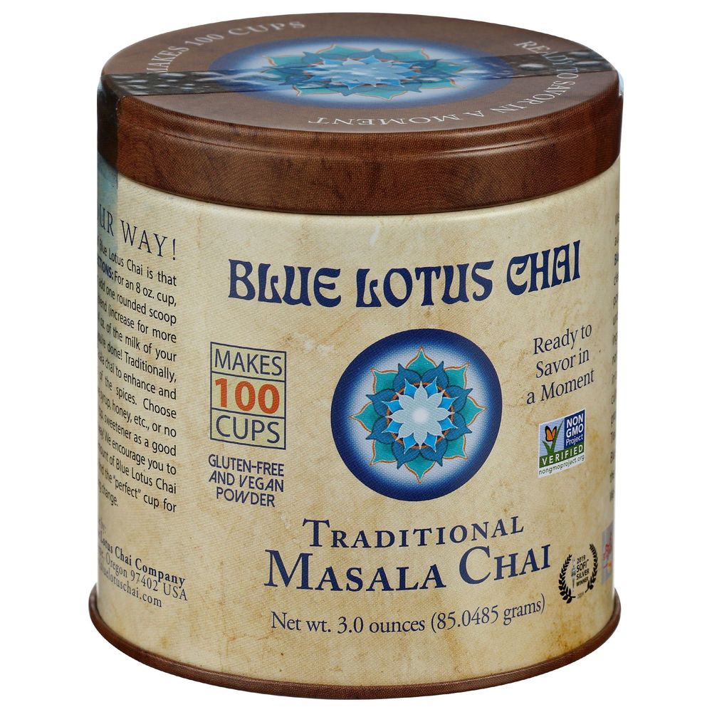 Blue Lotus Chai Traditional Masala Chai Powder, 3 Ounce -- 6 Per Case