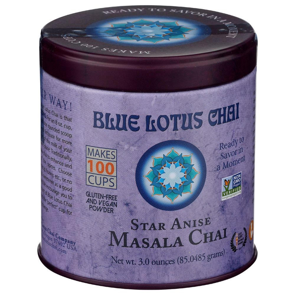 Blue Lotus Chai Star Anise Masala Chai Powder, 3 Ounce -- 6 Per Case