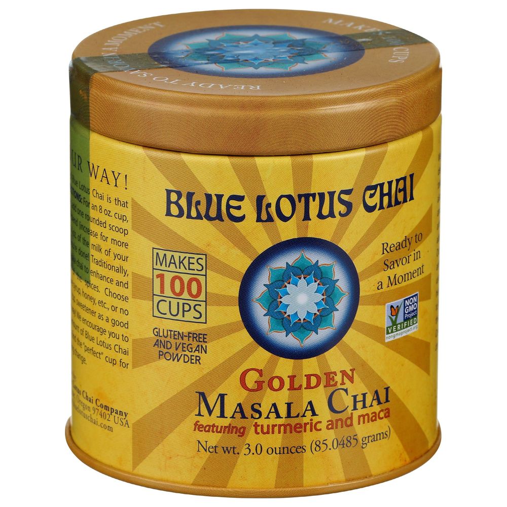 Blue Lotus Chai Golden Masala Chai Powder, 3 Ounce -- 6 Per Case