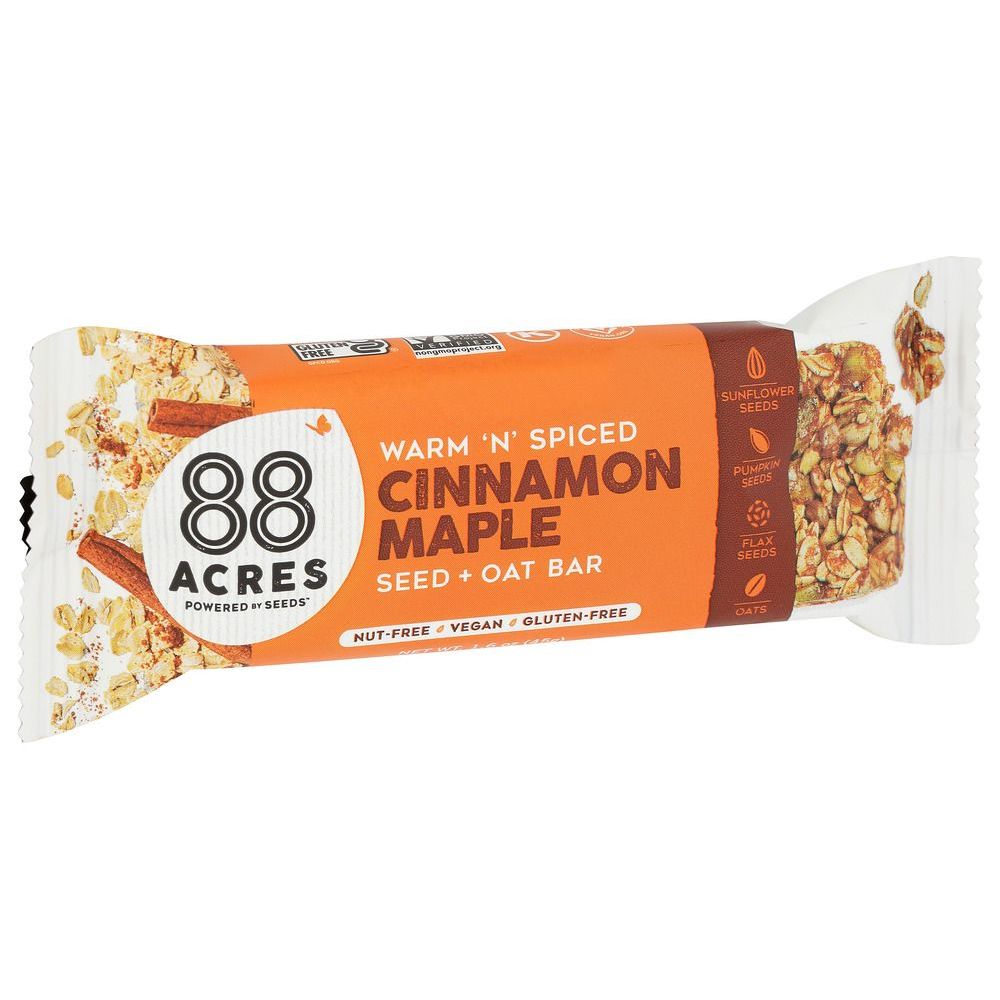 88 Acres Cinnamon Maple Seed And Oat Bar, 1.6 Ounce -- 9 Per Case