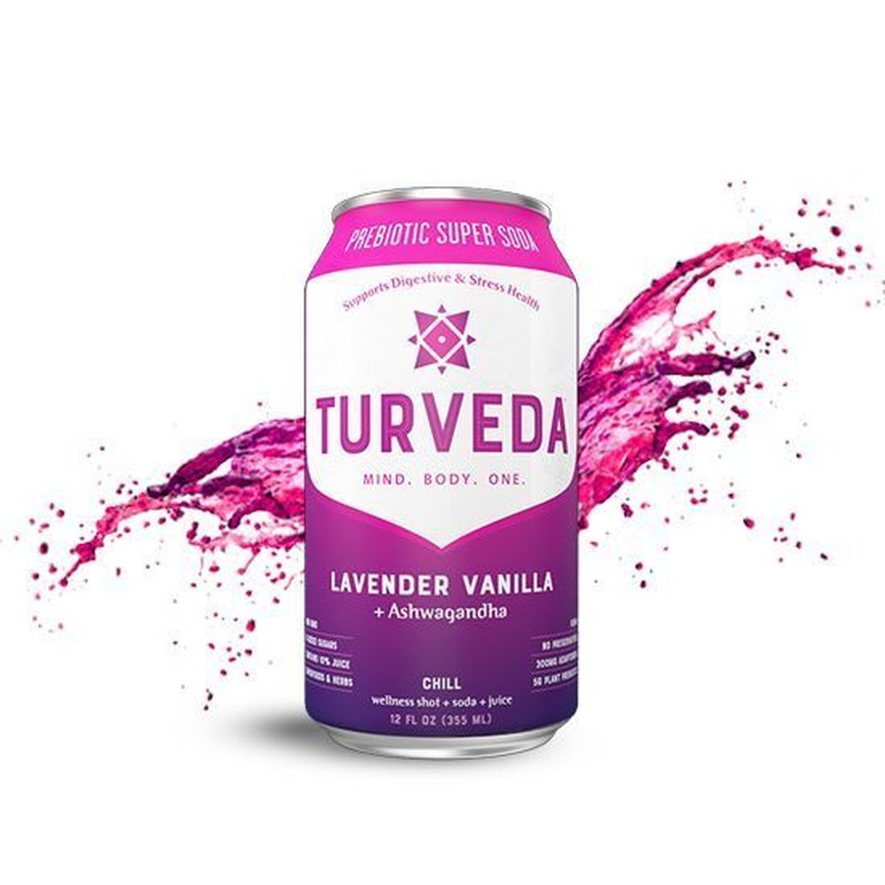 Turveda Chill Lavender Vanilla Prebiotic Super Soda, 12 Fluid Ounce -- 12 Per Case