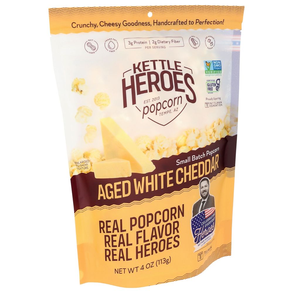 Kettle Heroes Aged White Cheddar Popcorn, 4 Ounce -- 6 Per Case
