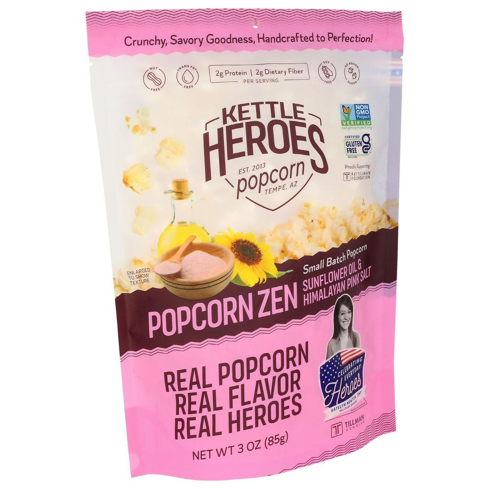 Kettle Heroes Popcorn Zen Sunflower Oil And Himalayan Pink Salt Kettle Corn, 3 Ounce -- 6 Per Case