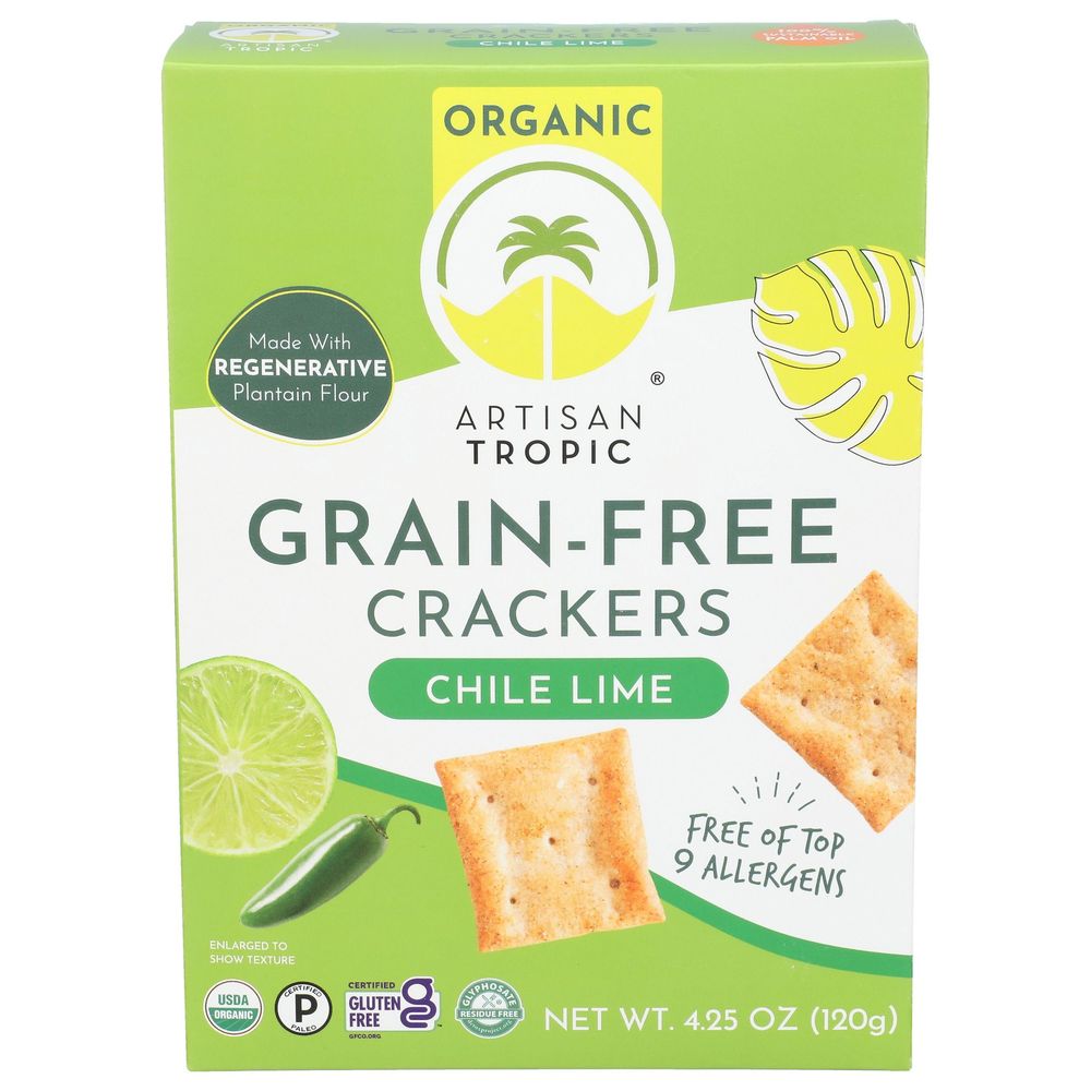 Artisan Tropic Organic Grain Free Chile Lime Crackers, 4.25 Ounce -- 6 Per Case