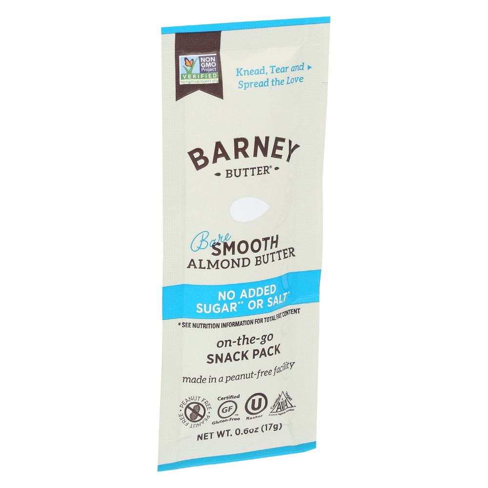 Barney Butter Bare Smooth Almond Butter Snack Pack, 0.6 Ounce -- 12 Per Case