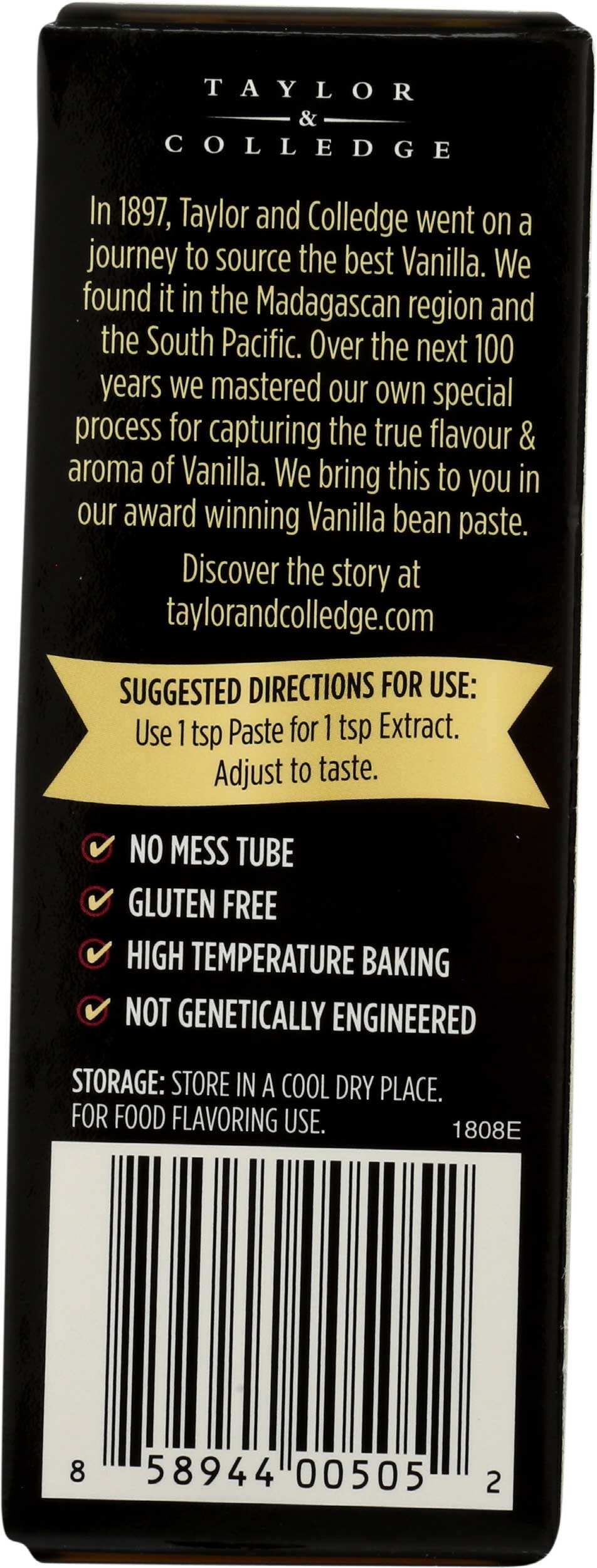 Taylor & Colledge Organic Vanilla Bean Paste With Seeds, 1.7 Ounce -- 8 Per Case