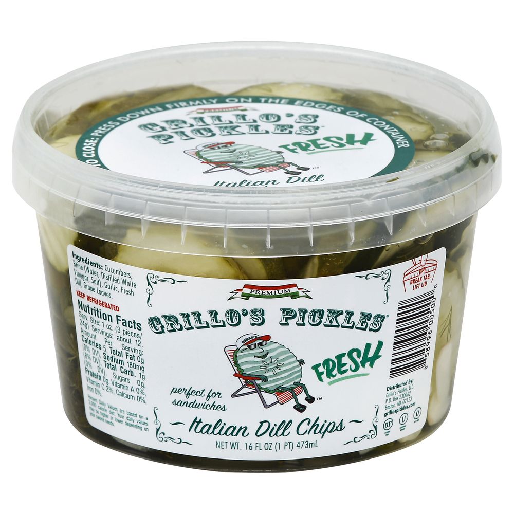 Grillo's Pickles Italian Dill Chips, 16 Fluid Ounce -- 6 Per Case