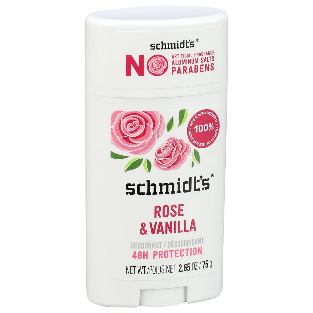 SCHMIDTS DEO STICK ROSE + VANILLA 12 PIECE 2.65 OZ./75 G product package