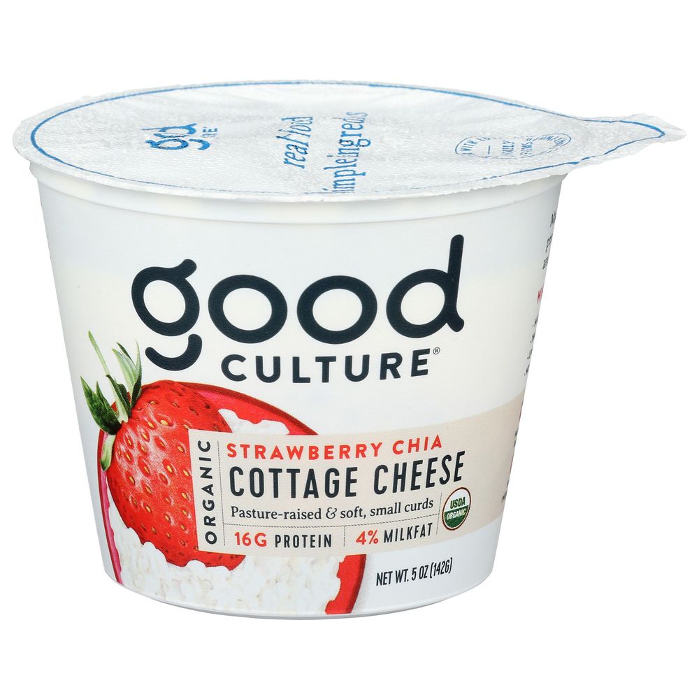 Good Culture Organic Strawberry Chia Cottage Cheese, 5 Ounce -- 12 Per Case