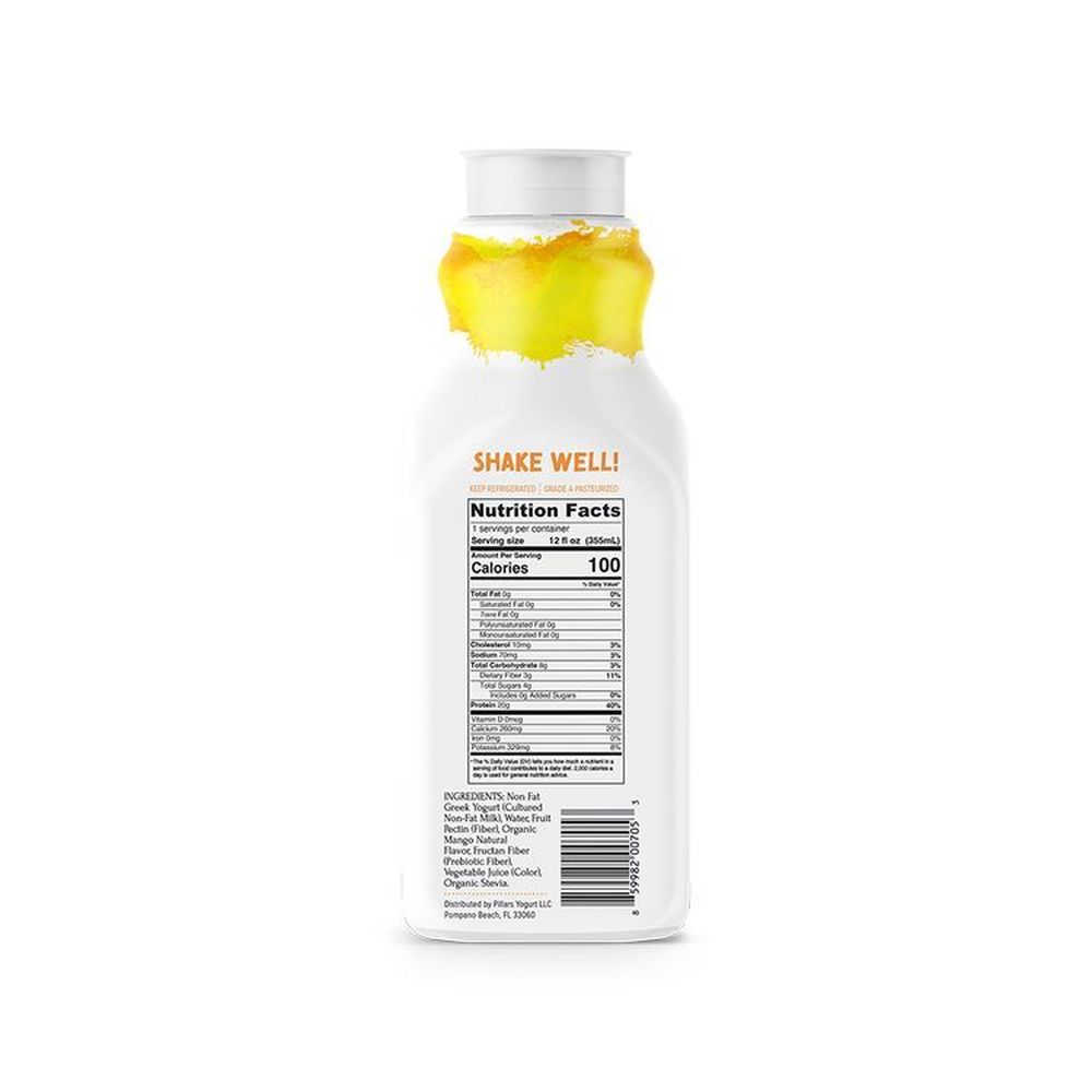 Pillars Mango Drinkable Greek Yogurt, 12 Fluid Ounce -- 8 Per Case