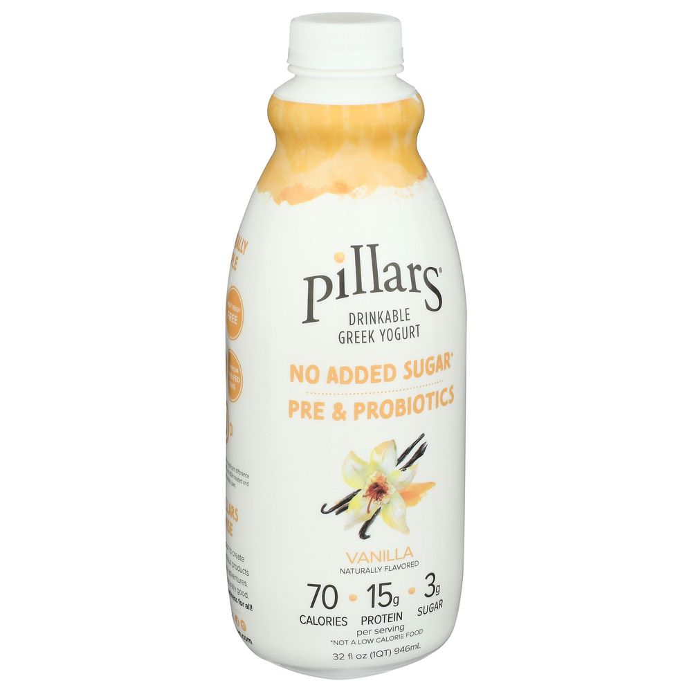 Pillars Vanilla Drinkable Greek Yogurt, 32 Fluid Ounce -- 6 Per Case