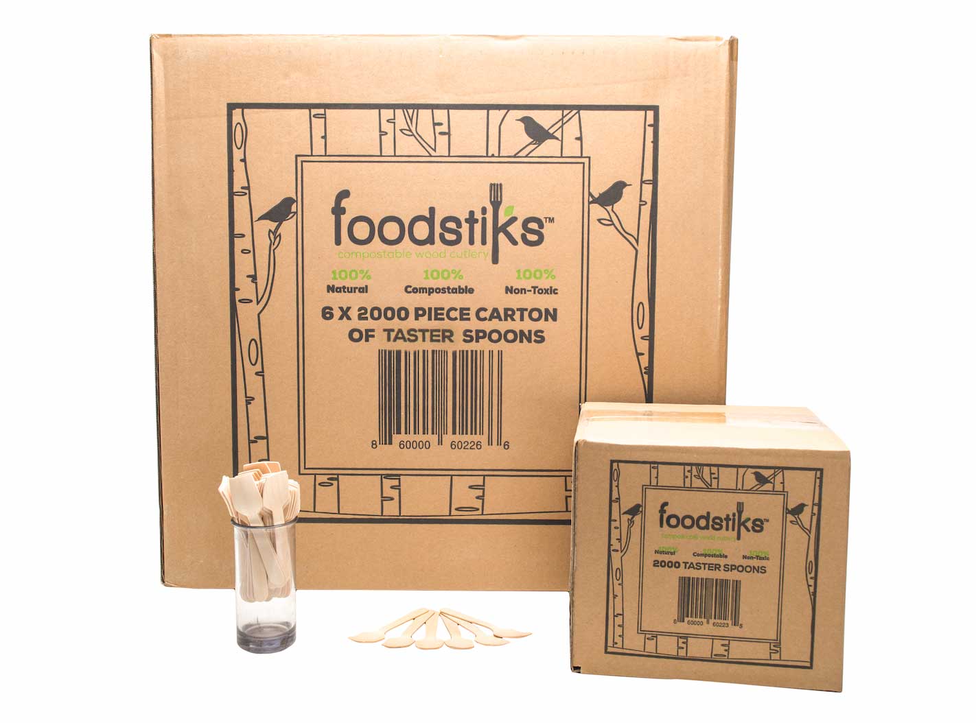 Foodstiks Compostable Wood Taster Spoon, 3 3/4 Inch Length -- 2000 Per Case
