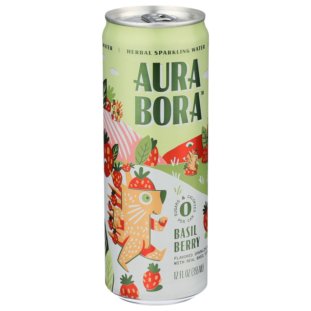 Aura Bora Basil Berry Sparkling Water, 12 Fluid Ounce -- 12 Per Case