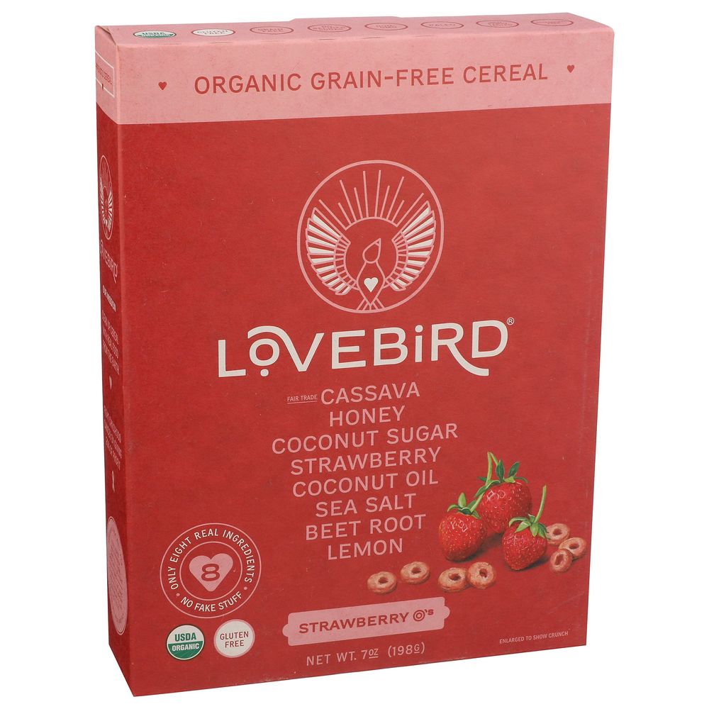 Lovebird Organic Grain Free Strawberry Cereal, 7 Ounce -- 6 Per Case