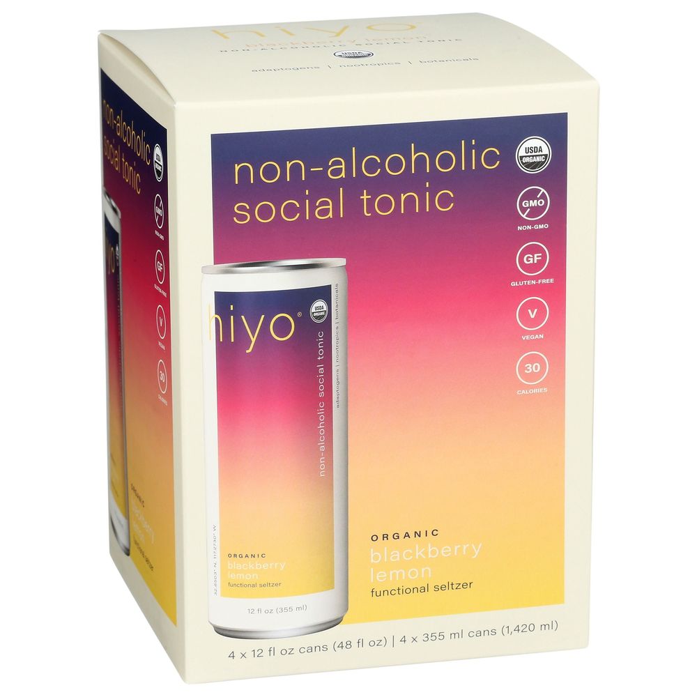 Hiyo Organic Blackberry Lemon Functional Seltzer, 48 Fluid Ounce -- 6 Per Case