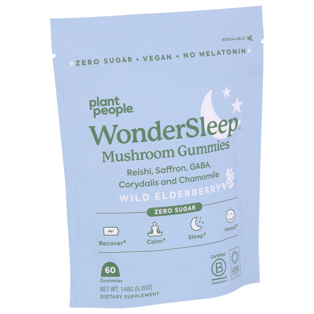 Plant People Wonder Sleep Wild Elderberry Mushroom Gummies, 60 Count