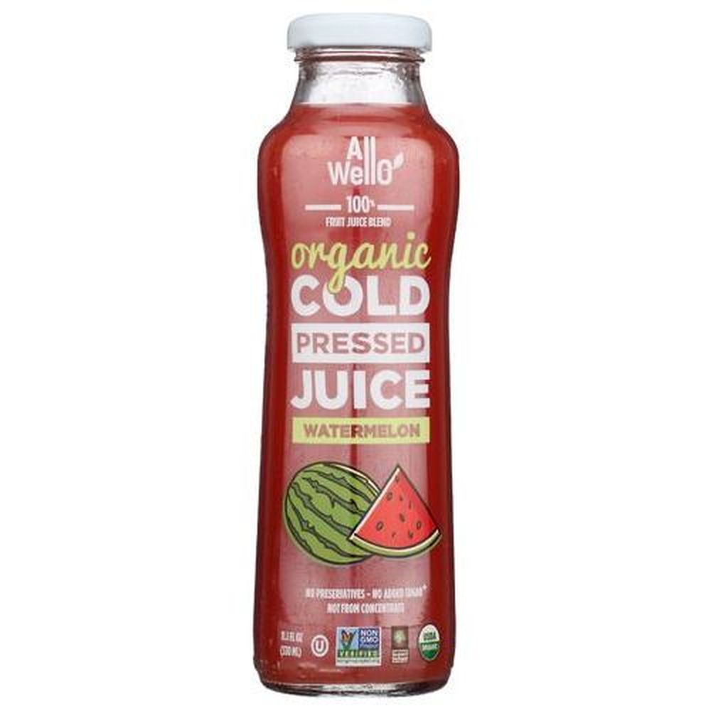 Allwello Organic Cold Pressed Watermelon Juice, 11.1 Fluid Ounce -- 12 Per Case