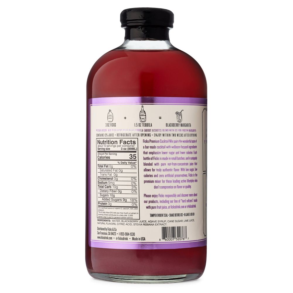 Ficks All Natural Premium Blackberry Margarita Mix, 32 Fluid Ounce -- 6 Per Case