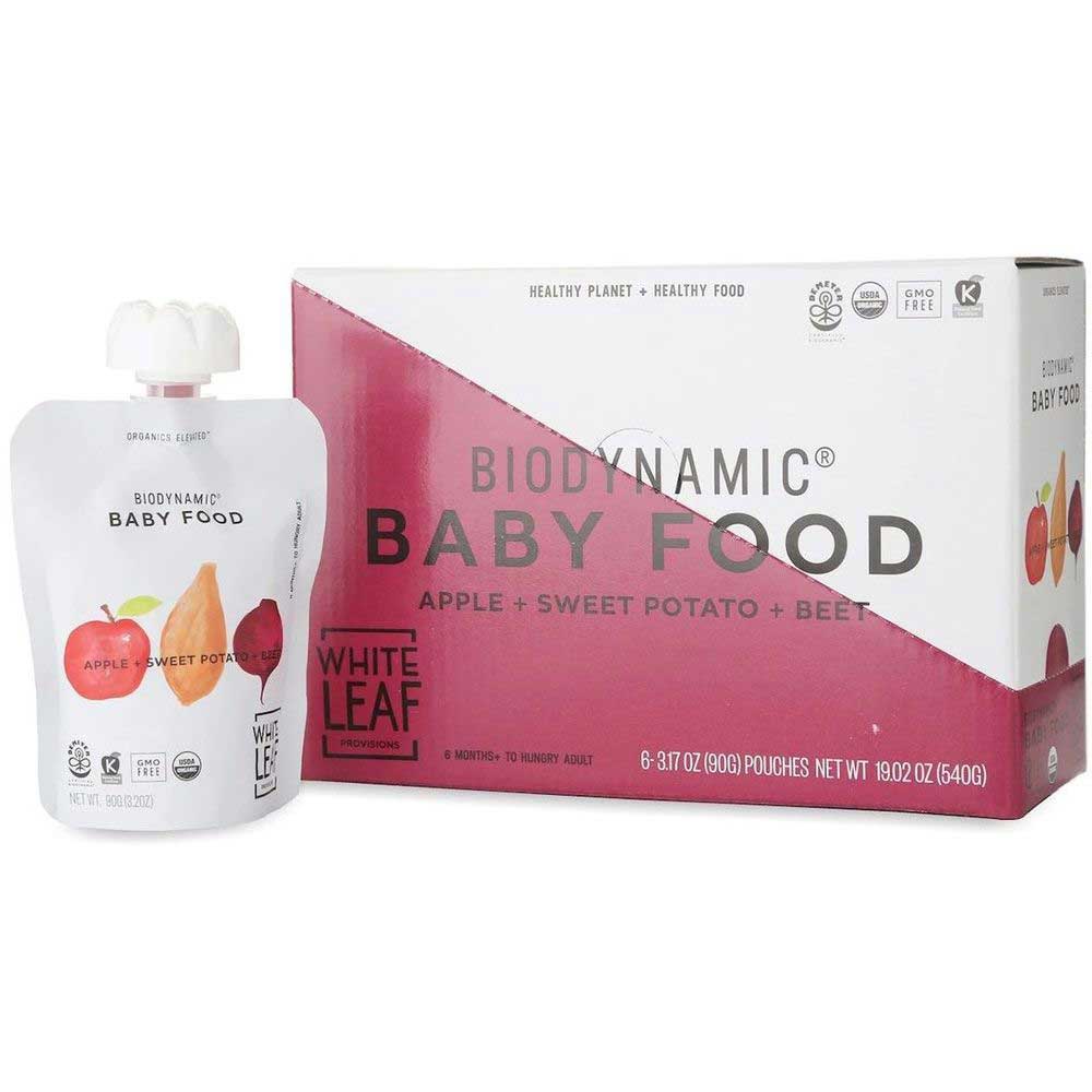 White Leaf Provisions Organic Biodynamic Apple Sweet Potato Beet Baby Food, 3.2 Ounce -- 6 Per Case