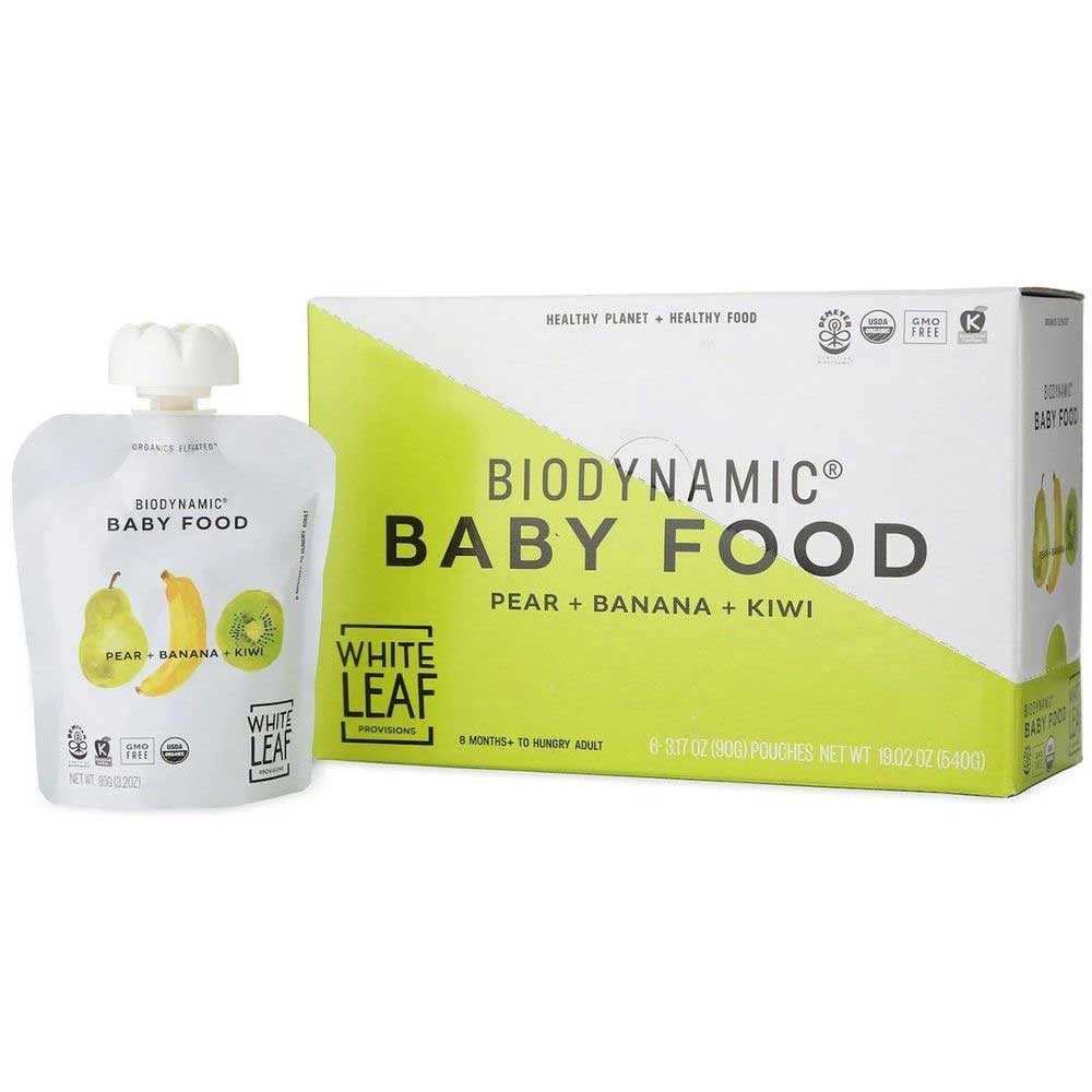 White Leaf Provisions Organic Biodynamic Pear Banana Kiwi Banana Baby Food, 3.2 Ounce -- 6 Per Case