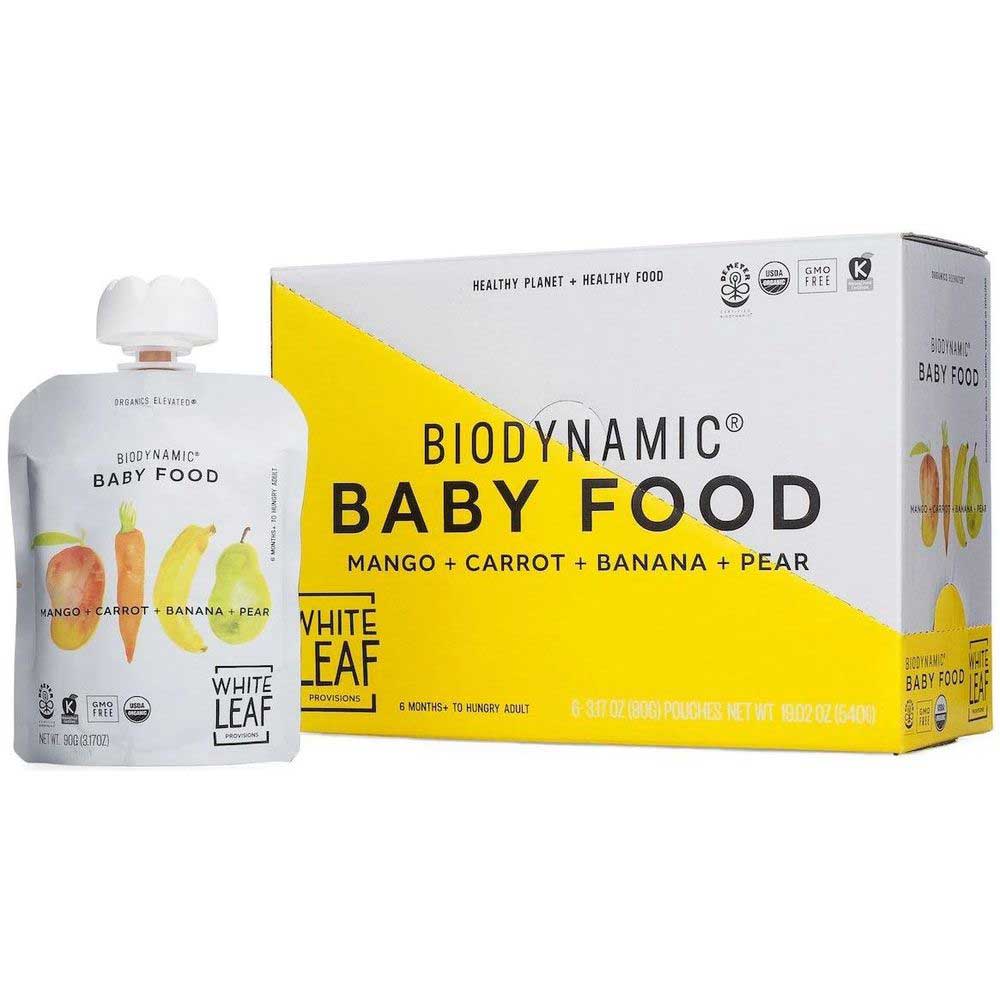White Leaf Provisions Organic Biodynamic Mango Carrot Pear Banana Baby Food, 3.17 Ounce -- 6 Per Case