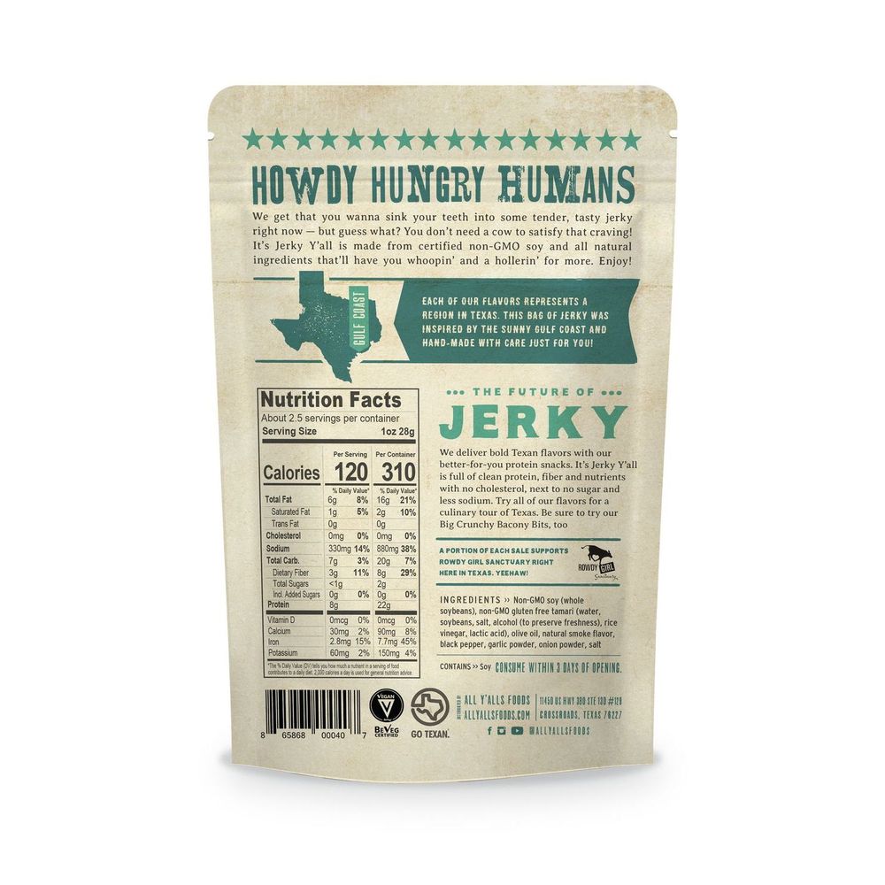 It's Jerky Y'all Black Pepper And Sea Salt Plant Based Jerky, 2.69 Ounce -- 6 Per Case