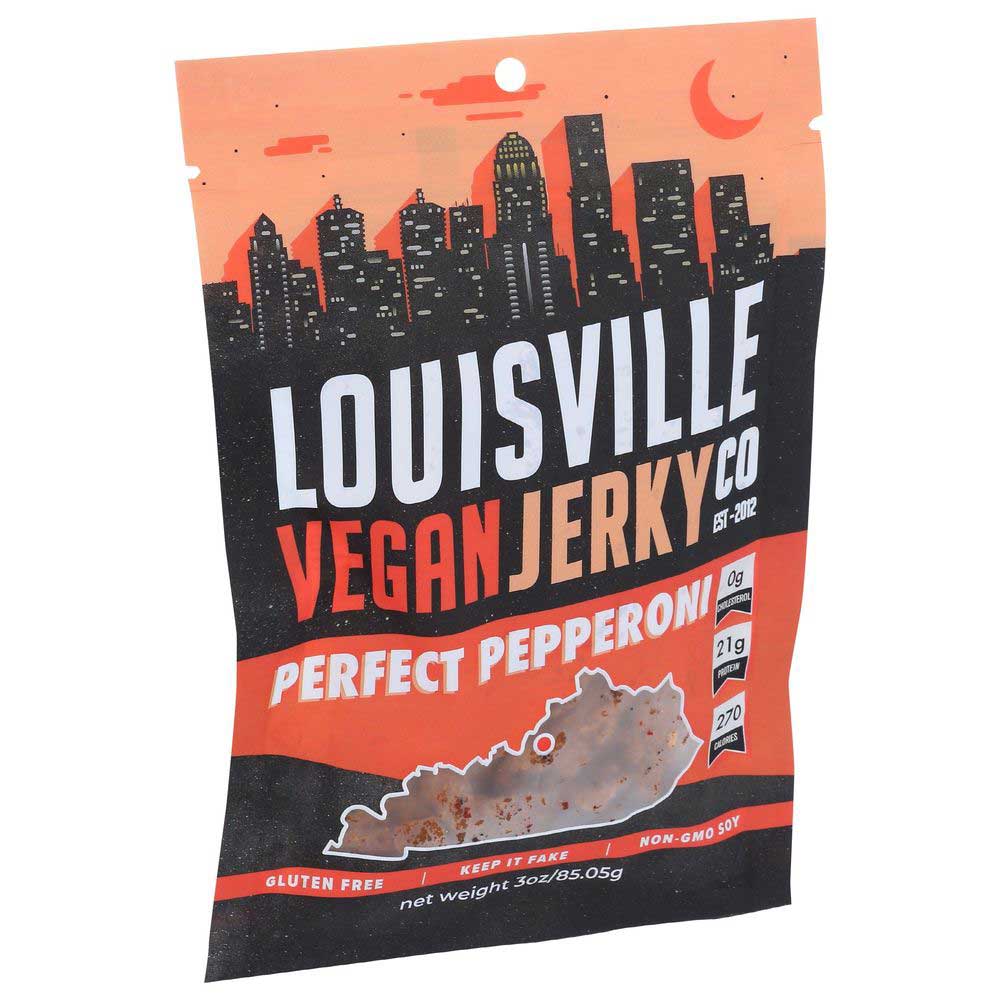 Louisville Vegan Jerky Perfect Pepperoni, 3 Ounce -- 10 Per Case