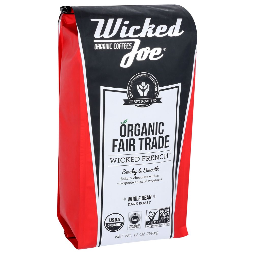 Wicked Joe Organic French Whole Bean Coffee, 12 Ounce -- 6 Per Case