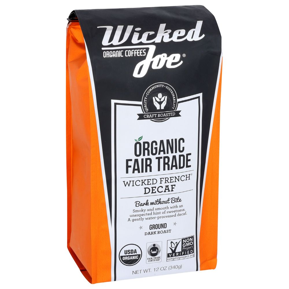 Wicked Joe Organic Decaf French Ground Coffee, 12 Ounce -- 6 Per Case