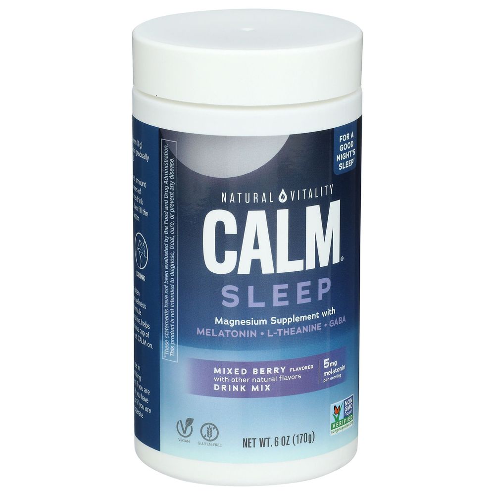 Natural Vitality Calm Mixed Berry Sleep Magnesium Drink Mix, 6 Ounce -- 3 Per Case
