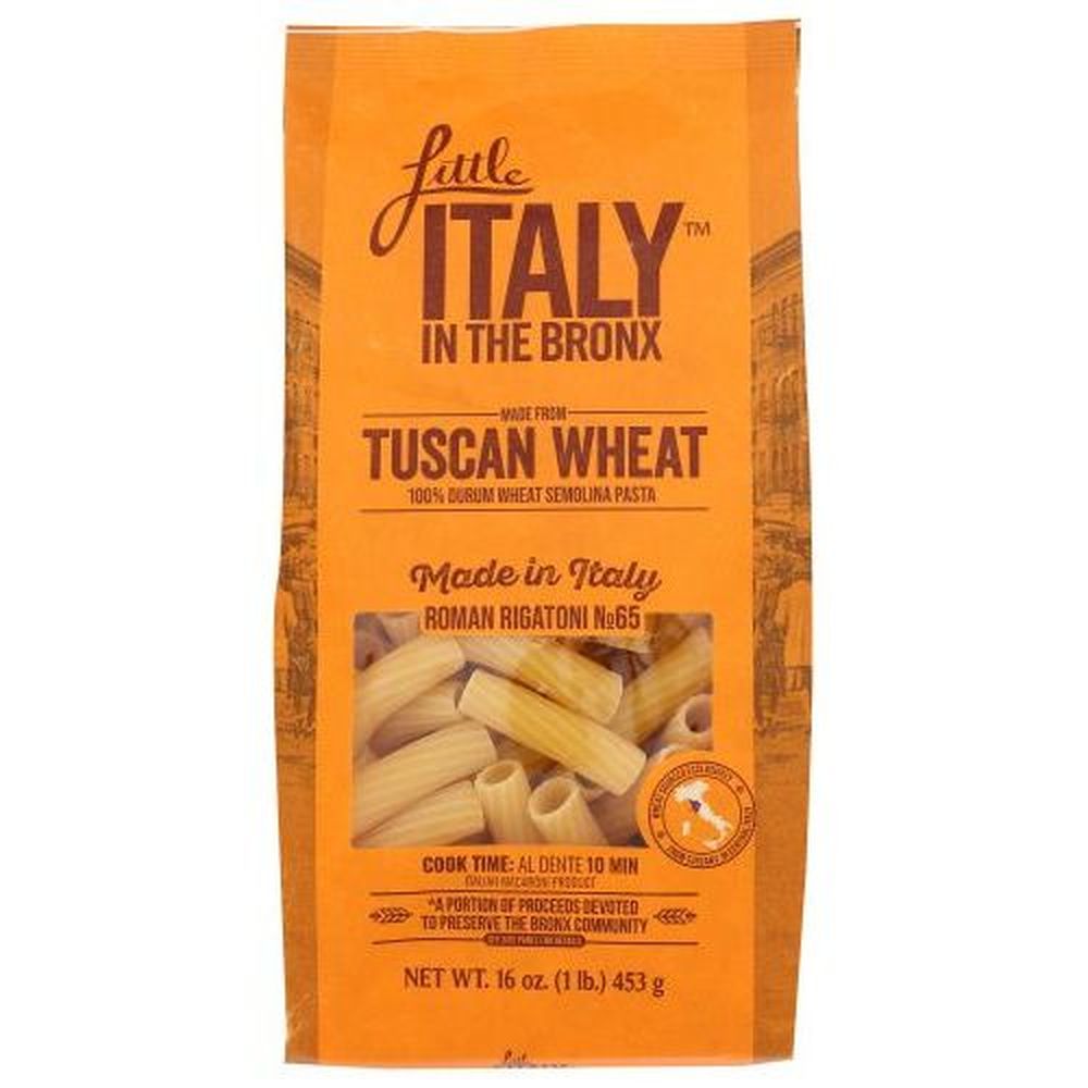 Pasta Rigatoni Romano Tuscan Wheat No 65 Little Italy In The Bronx, 16 Onzas -- 12 Por Caja