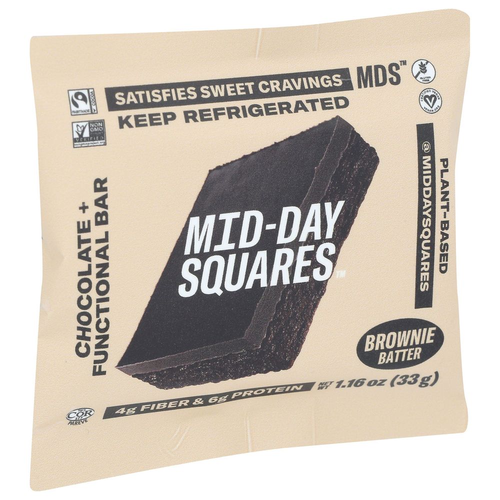 Mid-day Squares Brownie Batter Functional Chocolate Bar, 1.16 Ounce -- 12 Per Case