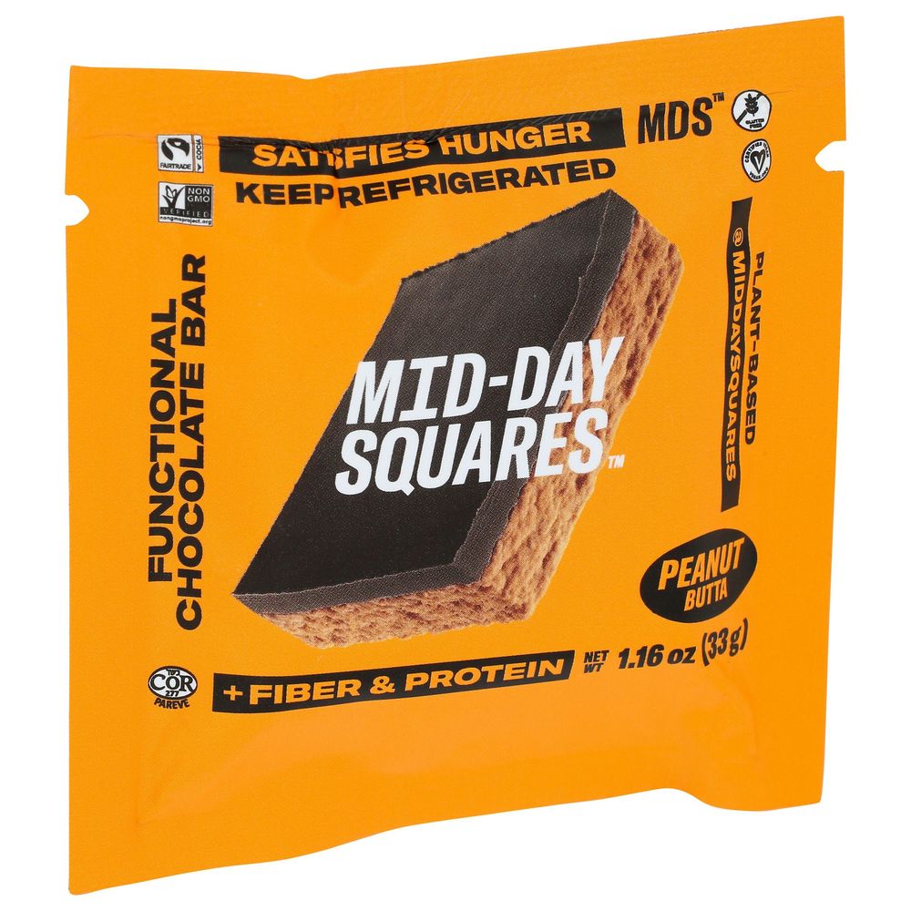 Mid-day Squares Peanut Butta Functional Chocolate Bar, 1.16 Ounce -- 12 Per Case