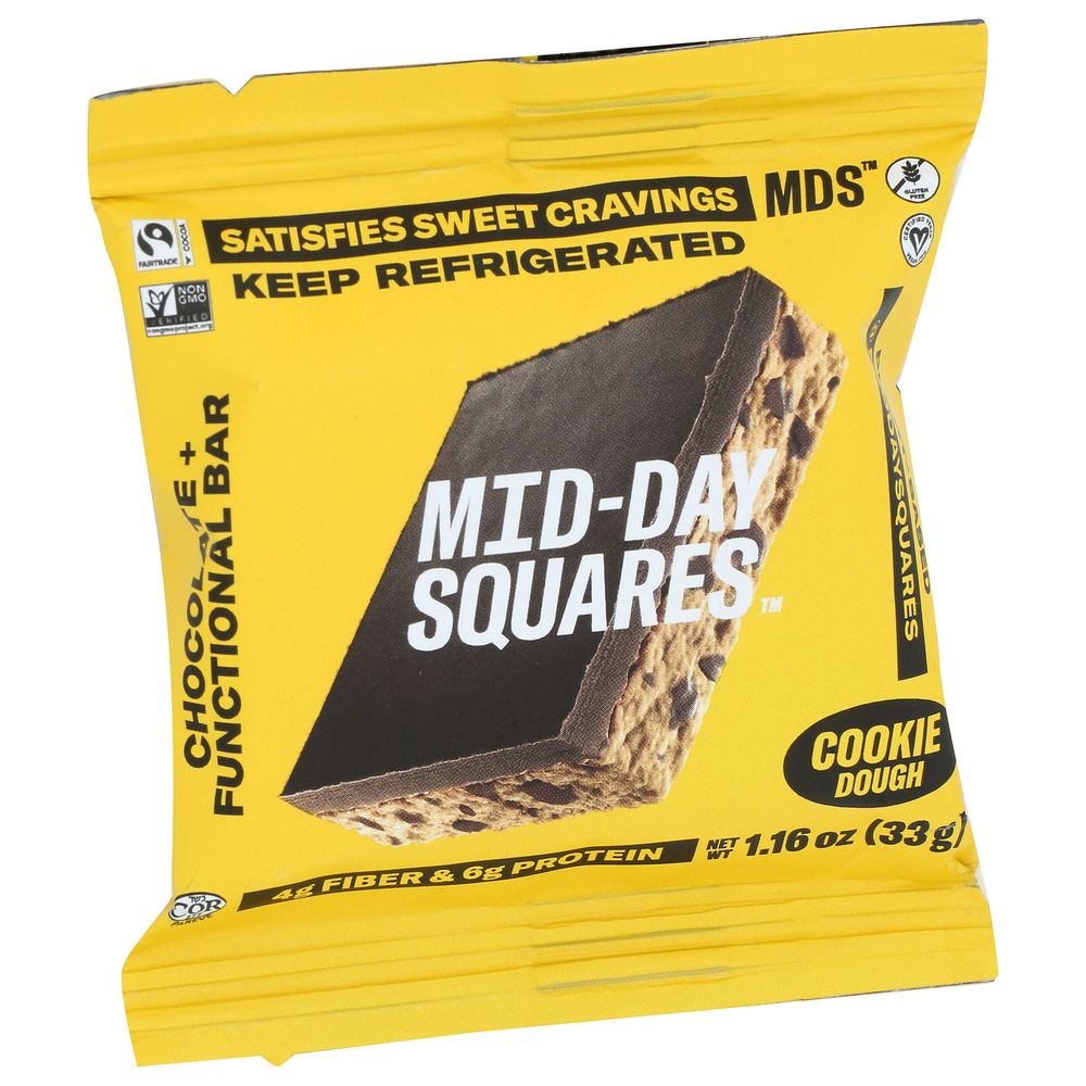 Mid-day Squares Cookie Dough Functional Chocolate Bar, 1.16 Ounce -- 12 Per Case