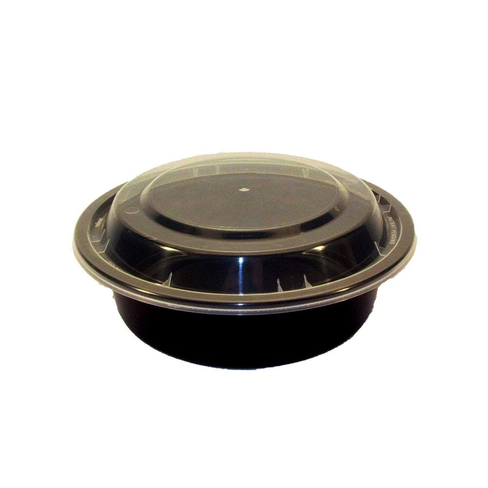 Tripak Round Black Base Clear Lid Microwaveable Container, Combo Pack, 6 Inch -- 150 Per Case