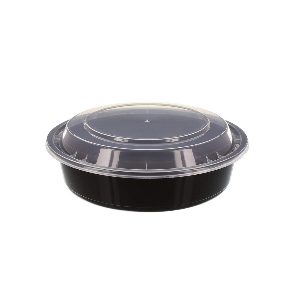 Tripak Round Black Base Clear Lid Microwaveable Container, Combo Pack, 7 Inch -- 150 Per Case