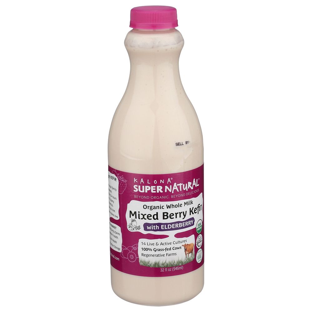 Kalona Supernatural Organic Whole Milk Mixed Berry Kefir With Elderberry, 32 Ounce -- 6 Per Case