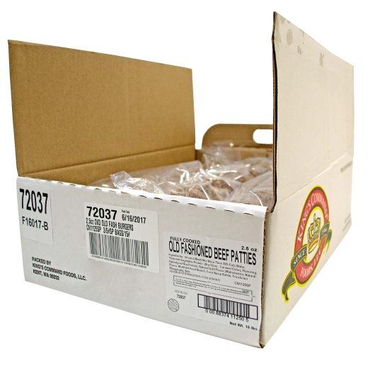 Kings Command Foods Flame Broiled Beef Patty, 5 Pound -- 3 per case