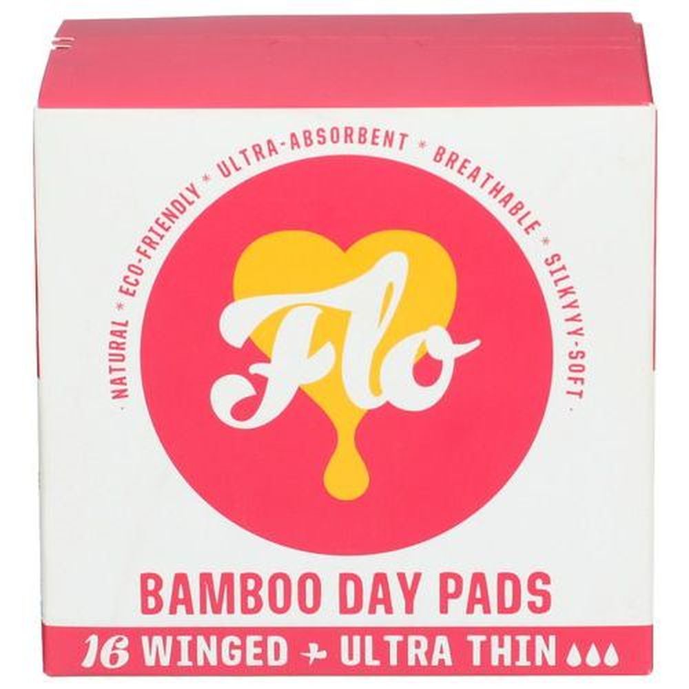 Flo Bamboo Ultra Thin Winged Day Pad, 16 Count -- 3 Per Case