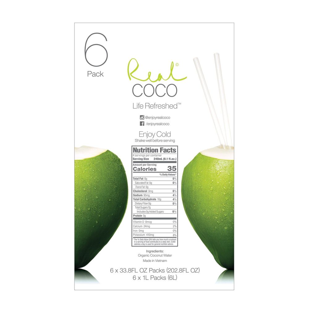 ☆Coco.Ron☆ Real Coco Organic Pure Coconut Water, 33.8 Fluid Ounce -- 6