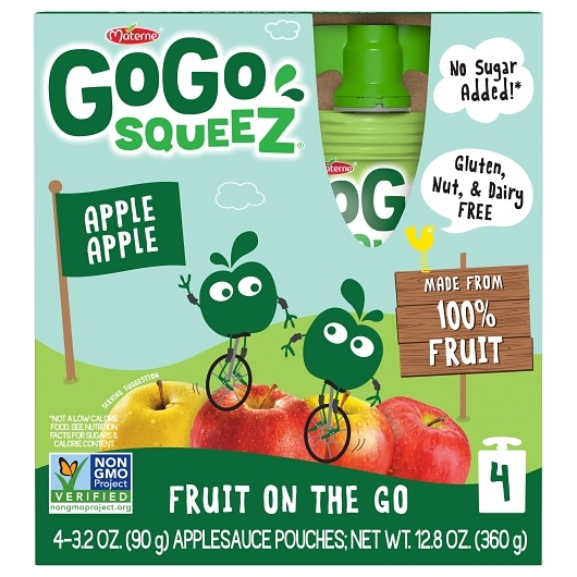 Gogo Squeez Apple Apple On The Go Applesauce, 3.2 Ounce, 4 Count -- 12 Per Case