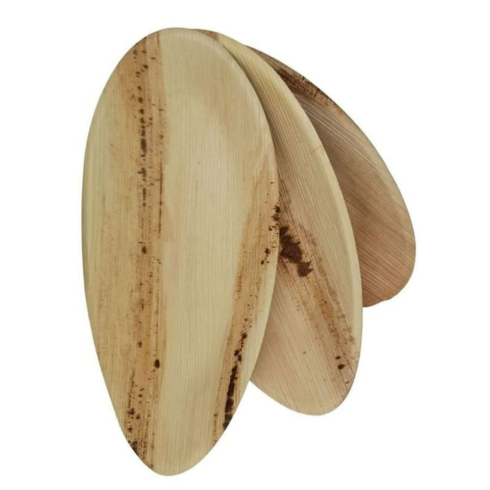 Dtocs Palm Leaf 12 Inch X 7 Inch Oval Disposable Tray -- 50 Per Case