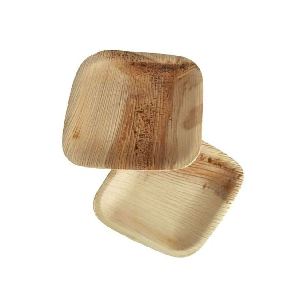 Dtocs Palm Leaf 4 Inch Square Disposable Dessert Plate -- 50 Per Case