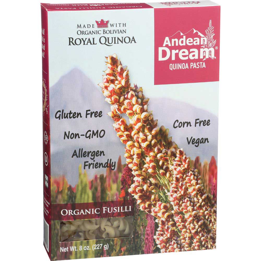 Andean Dream Organic Quinoa Fusilli Pasta, 8 Ounce -- 12 Per Case